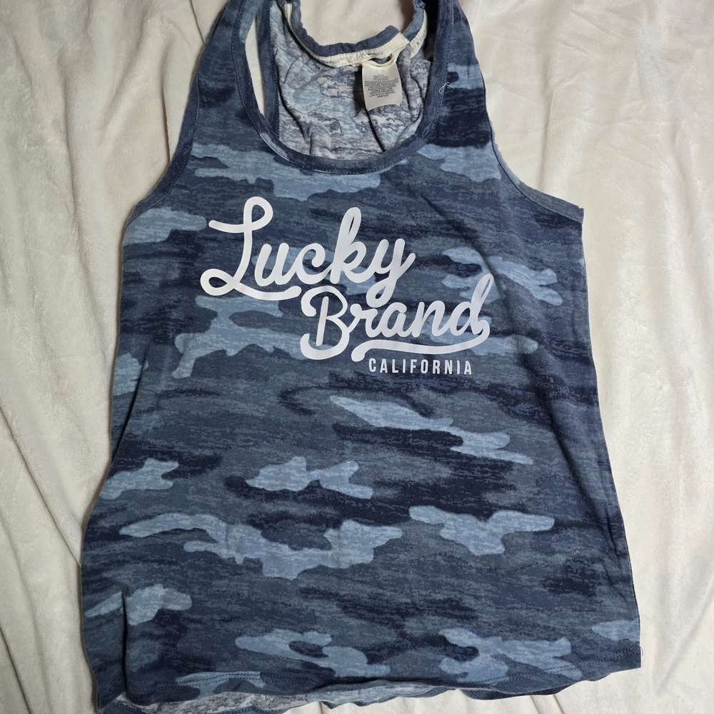 Lucky Brand Blue Camo Tank Top